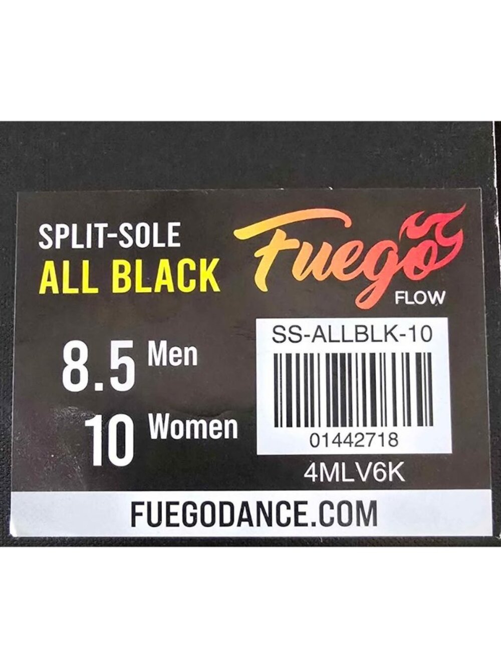 Fuego Dance Shoes: Women 10 Men 8.5 All-Black Split-sole - Picture 2 of 7
